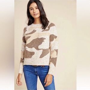 Anthropologie Moth Marjorie Brown Camo Sweater Size Small